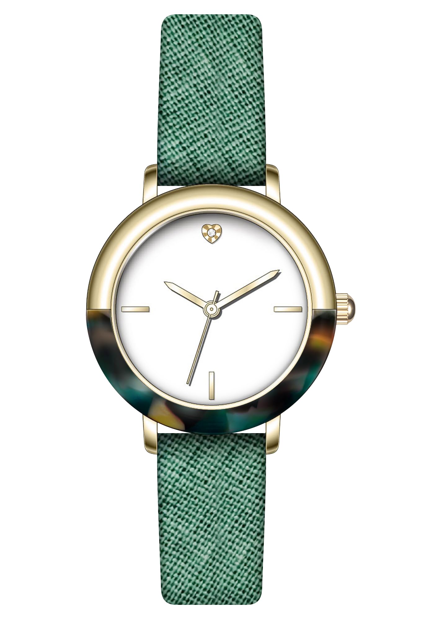 Foto 2 pulgar | Reloj Bisley Para Mujer Dorado Con Correa De Piel Verde Y Caja De 32 Mm - Venta Internacional.