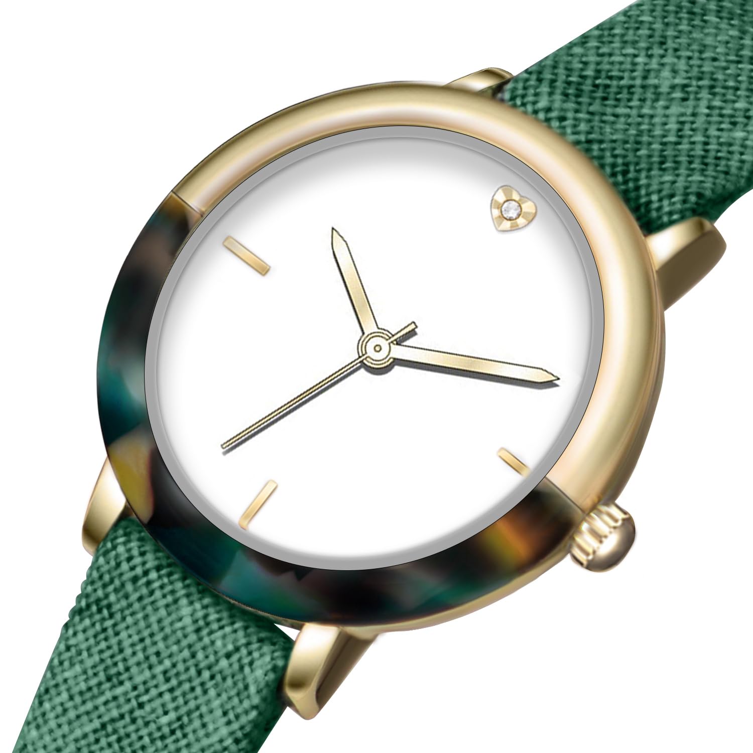 Foto 4 pulgar | Reloj Bisley Para Mujer Dorado Con Correa De Piel Verde Y Caja De 32 Mm - Venta Internacional.