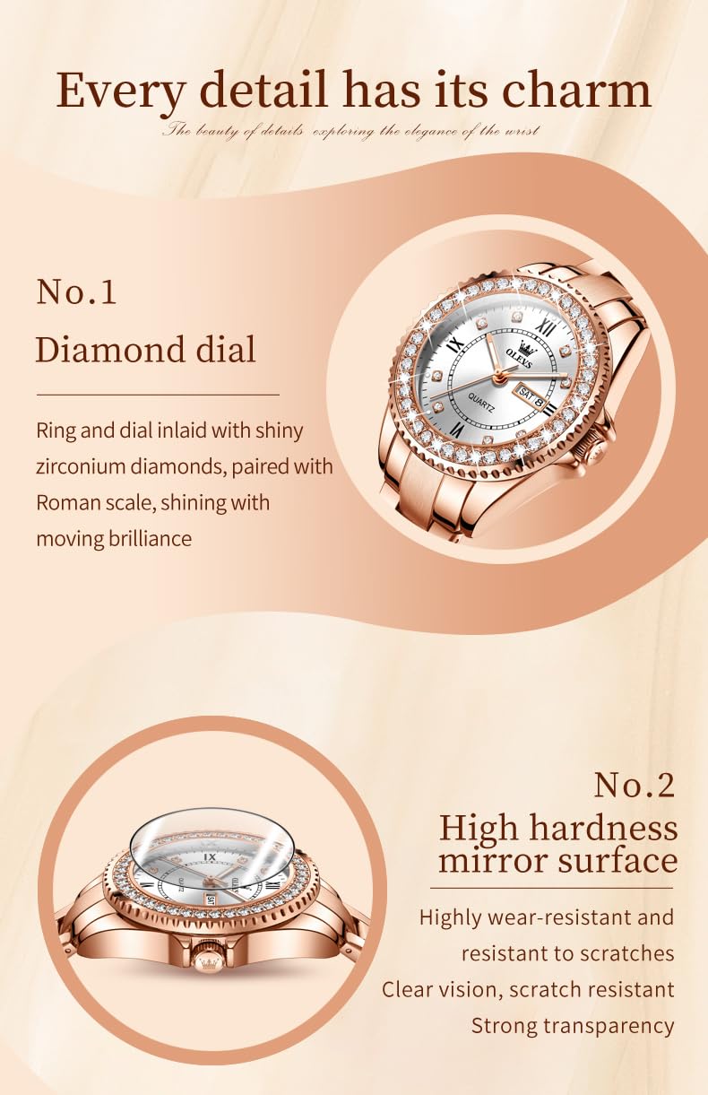 Foto 5 pulgar | Reloj Olevs Luxury Rose Gold Waterproof Para Mujer Con Esfera Verde - Venta Internacional.