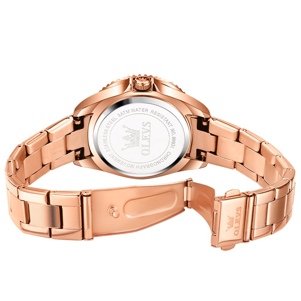 Foto 8 pulgar | Reloj Olevs Luxury Rose Gold Waterproof Para Mujer Con Esfera Verde - Venta Internacional.