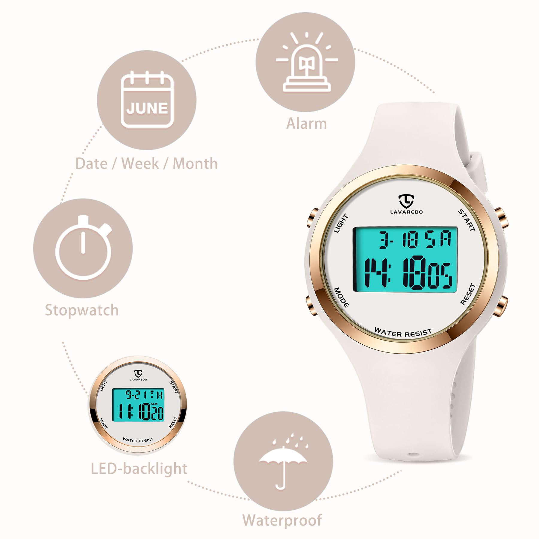 Foto 3 | Reloj Digital Nn Ben Nevis Para Mujer Con Alarma Y Retroiluminación - Venta Internacional.