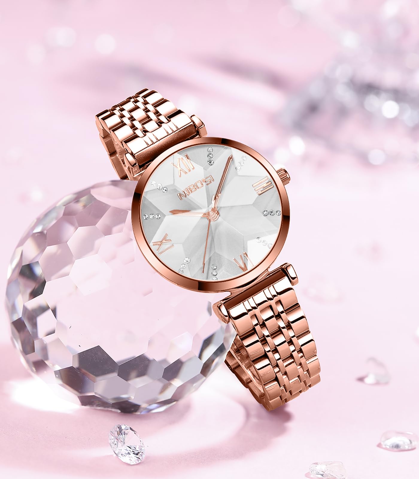 Foto 5 | Reloj Analógico Nibosi Para Mujer Con Esfera Verde Cuadrada Y Acero Inoxidable - Venta Internacional.