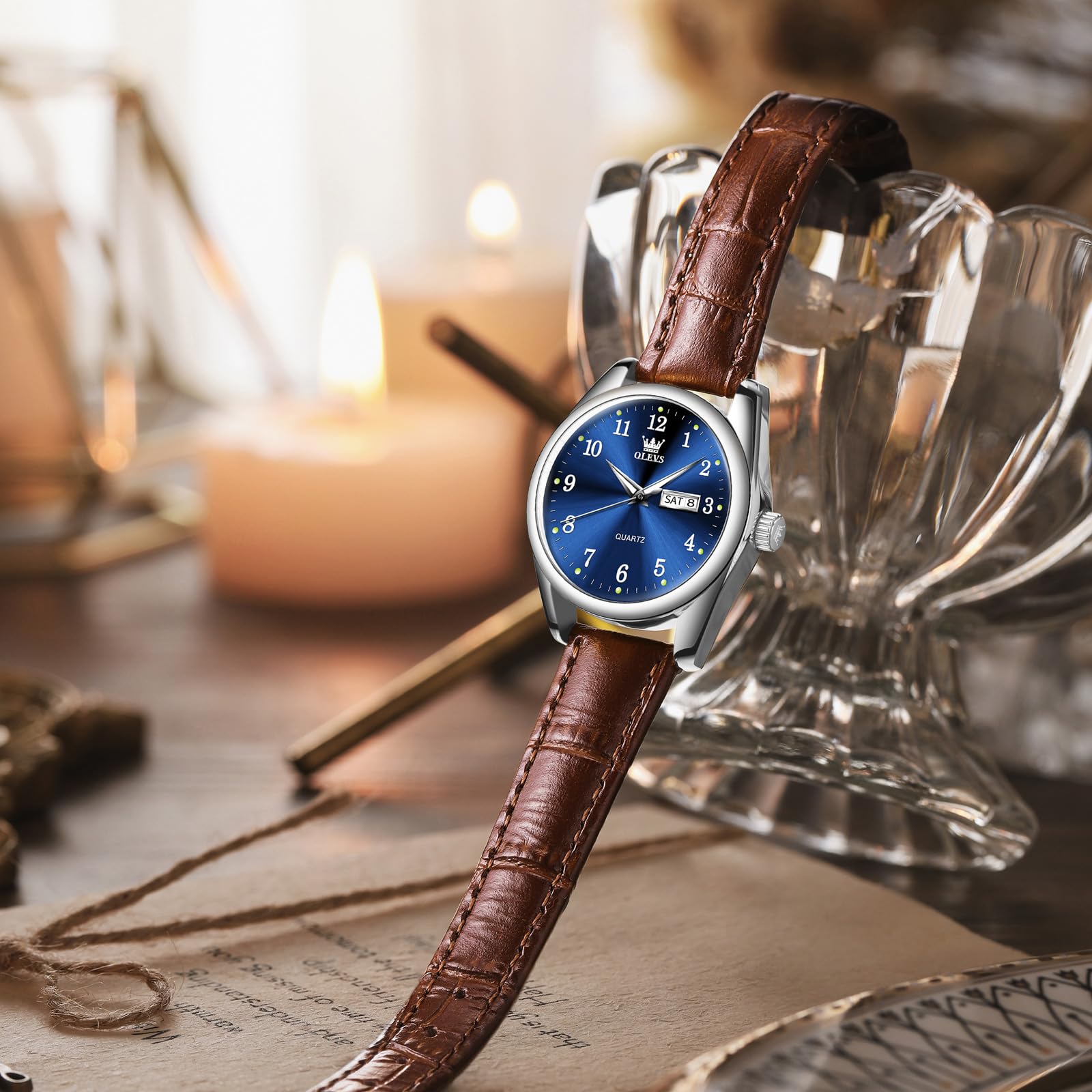 Foto 5 | Reloj Olevs Classic Leather Para Mujer Impermeable Marrón - Venta Internacional.