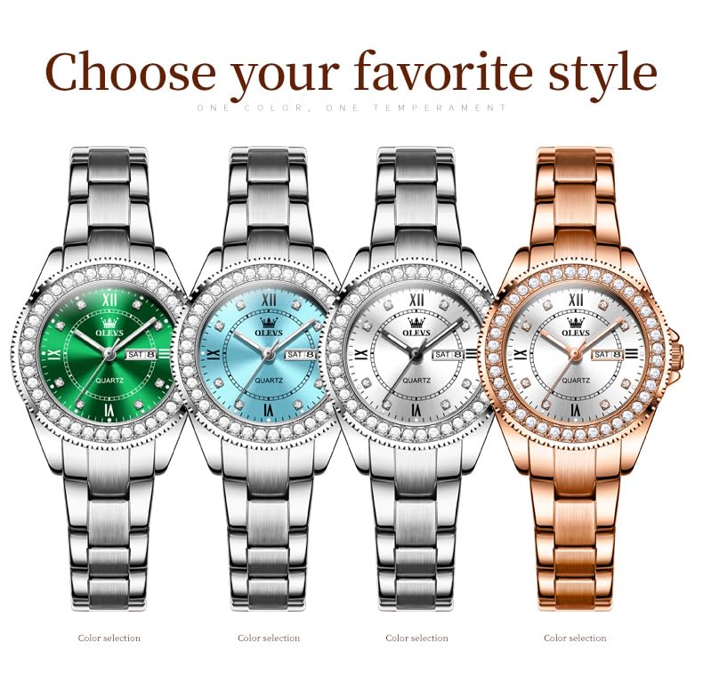 Foto 7 pulgar | Reloj Olevs Para Mujer, Lujoso, Azul, Impermeable, Con Fecha, Para Mujer - Venta Internacional.