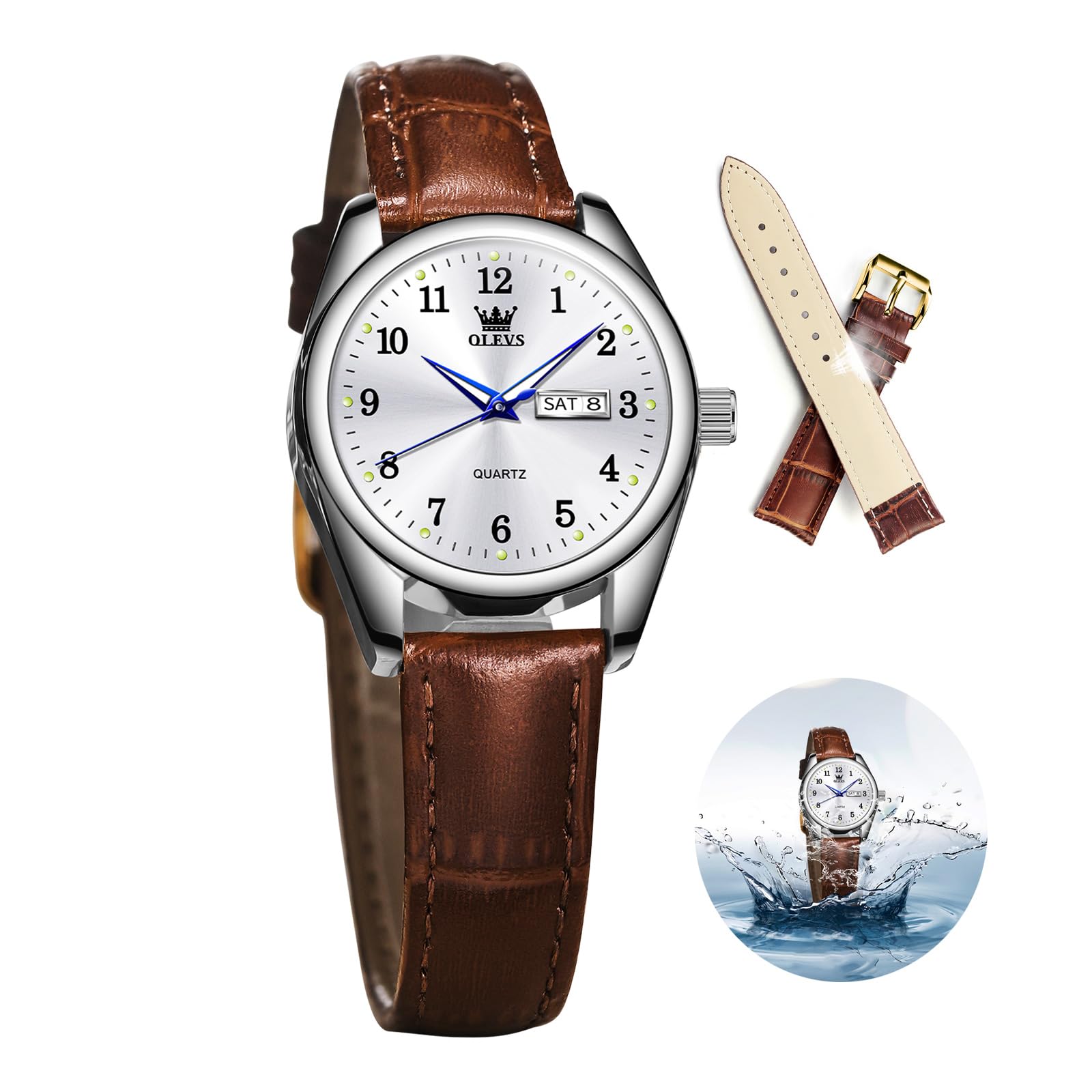 Foto 2 pulgar | Reloj Olevs Classic Leather Para Mujer Impermeable Marrón - Venta Internacional.