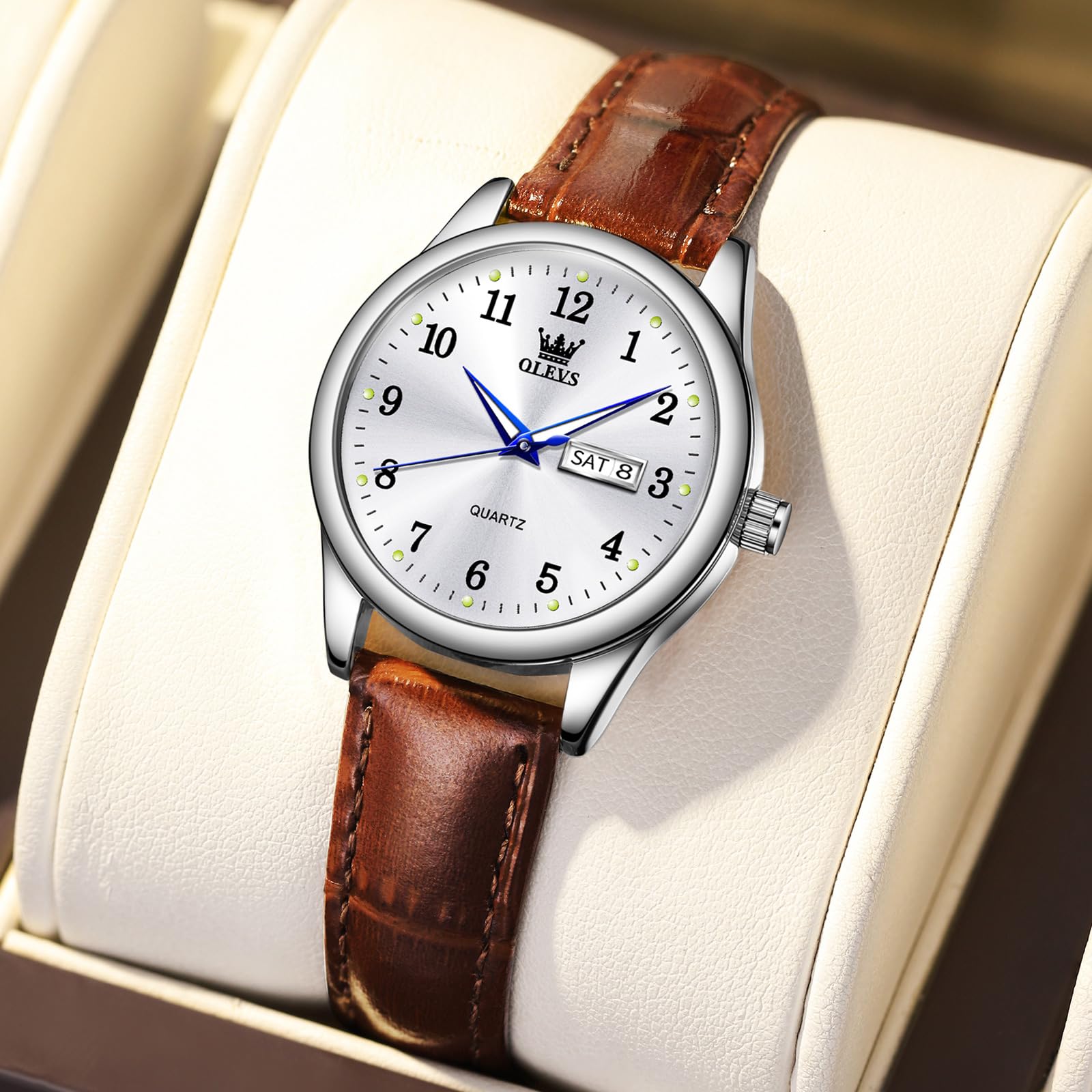 Foto 4 | Reloj Olevs Classic Leather Para Mujer Impermeable Marrón - Venta Internacional.