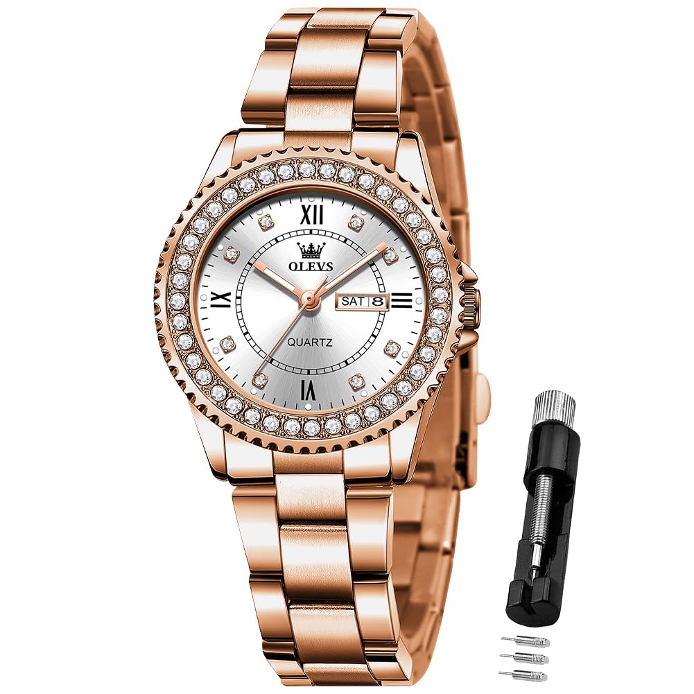 Reloj Olevs Rose Gold Para Mujer Con Diamantes A Prueba De Agua - Venta Internacional.