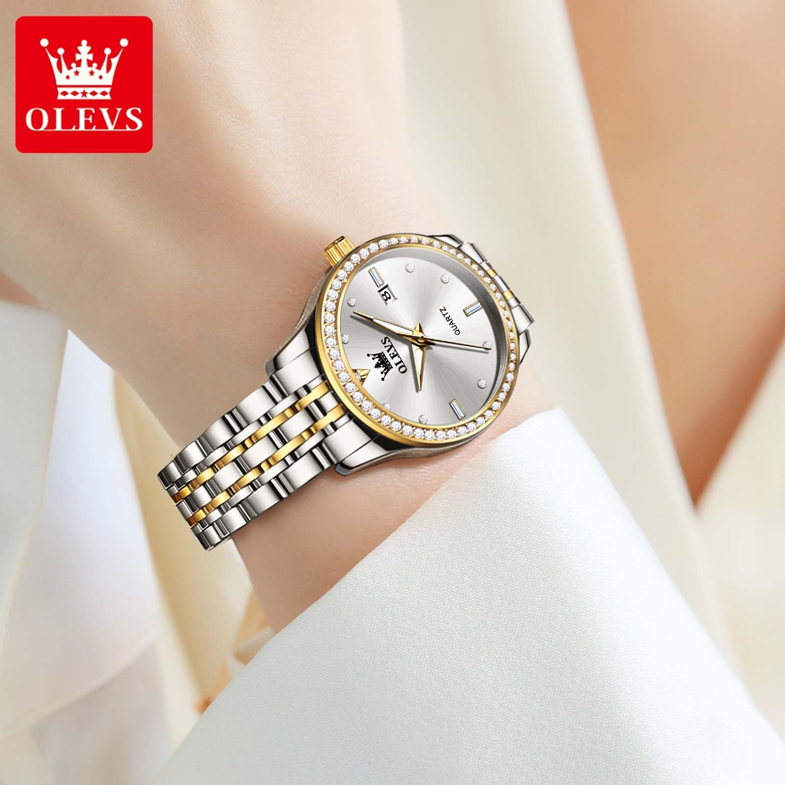 Foto 8 pulgar | Reloj Olevs Small De Acero Inoxidable Con Forma De Diamante Para Mujer - Venta Internacional.