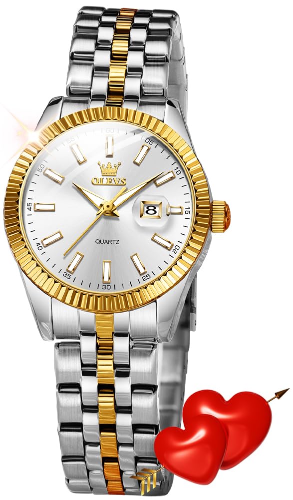 Reloj Olevs Vestido De Lujo Dorado De Acero Inoxidable Impermeable Para Mujer - Venta Internacional.