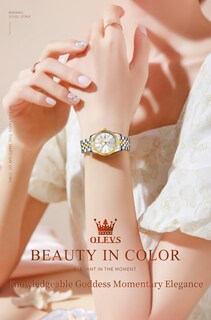 Foto 2 | Reloj Olevs Vestido De Lujo Dorado De Acero Inoxidable Impermeable Para Mujer - Venta Internacional.