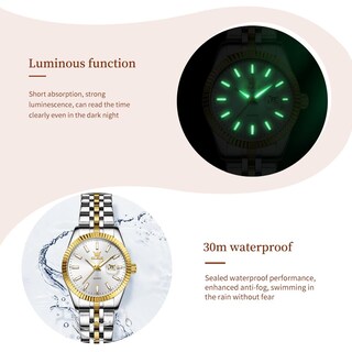 Foto 6 | Reloj Olevs Vestido De Lujo Dorado De Acero Inoxidable Impermeable Para Mujer - Venta Internacional.