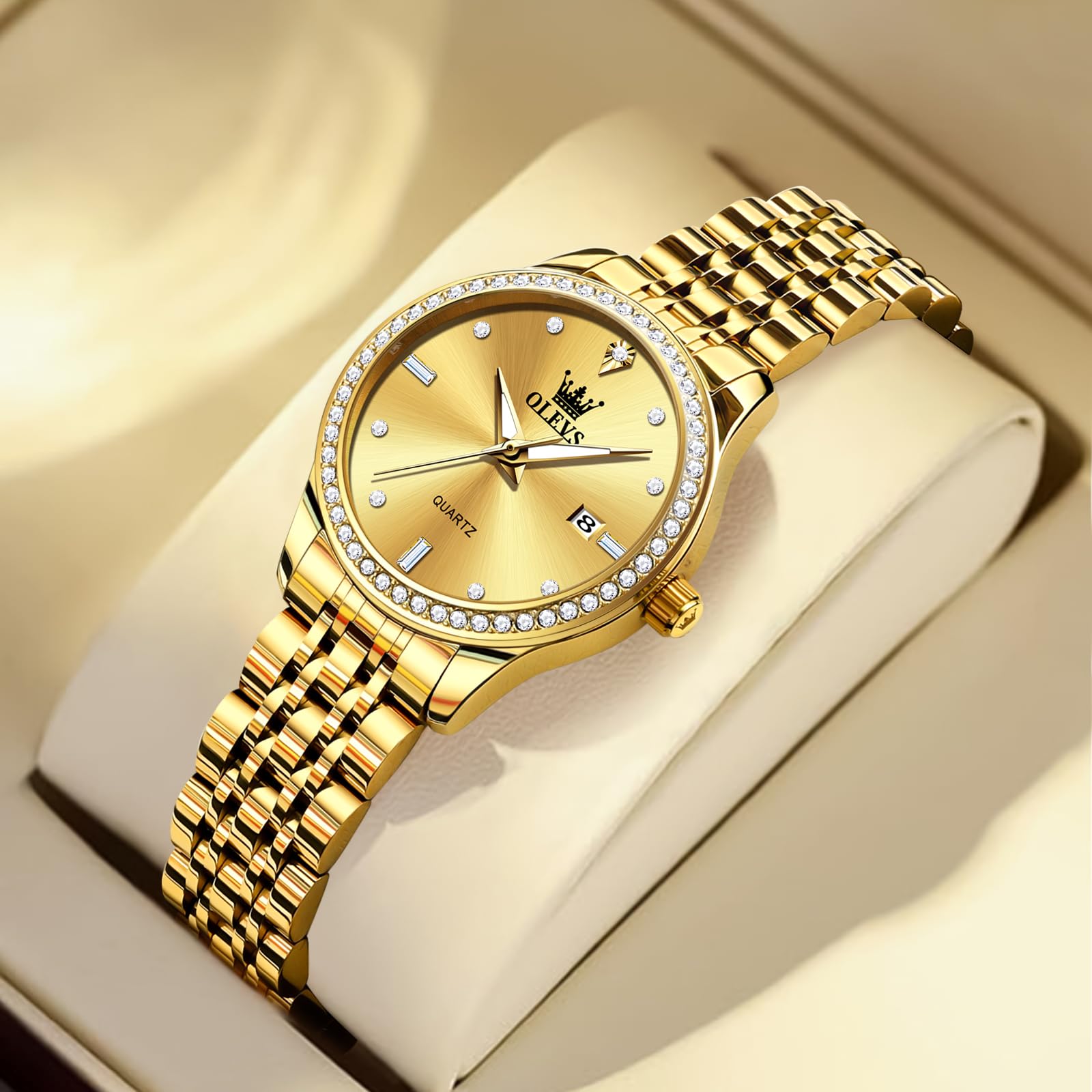 Foto 3 | Reloj Olevs Gold De Acero Inoxidable Impermeable Para Mujer - Venta Internacional.