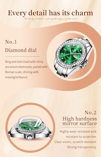 Foto 4 | Reloj OLEVS Verde de Lujo Impermeable y de Acero Inoxidable para Mujer - Venta Internacional