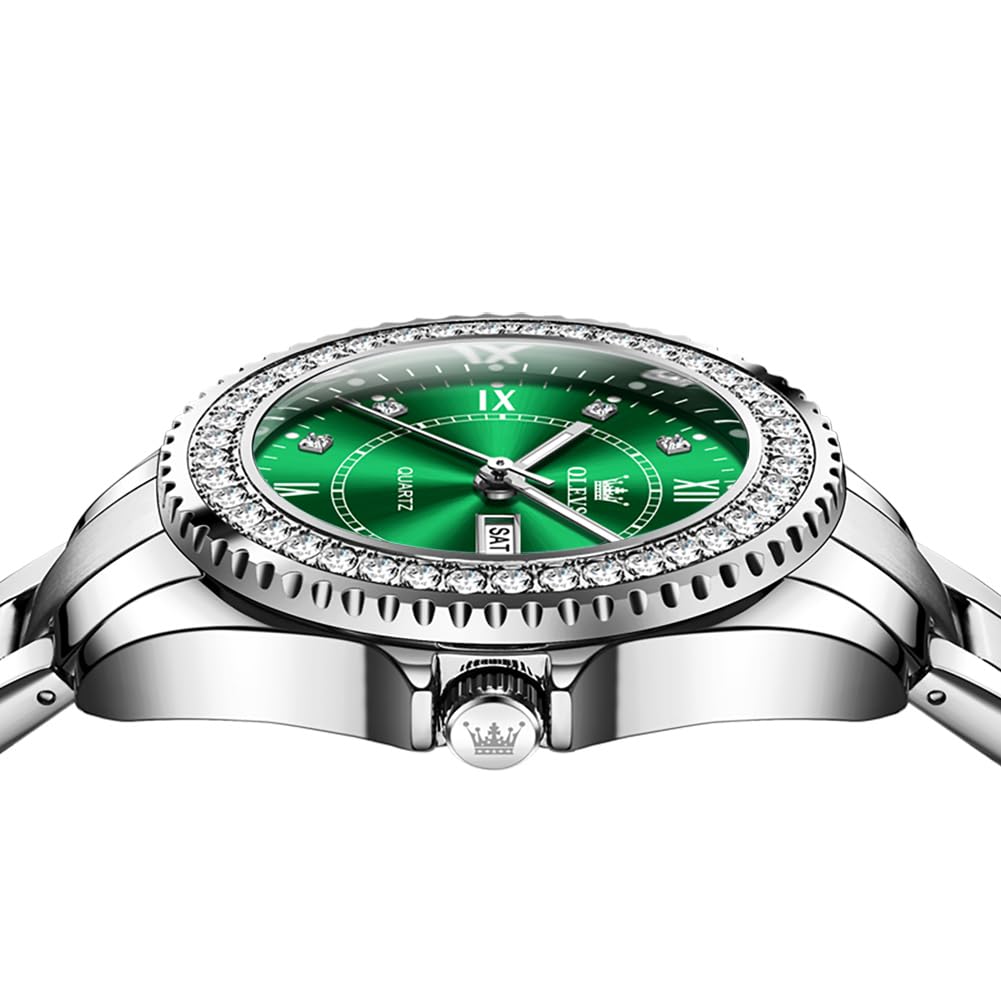 Foto 8 pulgar | Reloj OLEVS Verde de Lujo Impermeable y de Acero Inoxidable para Mujer - Venta Internacional