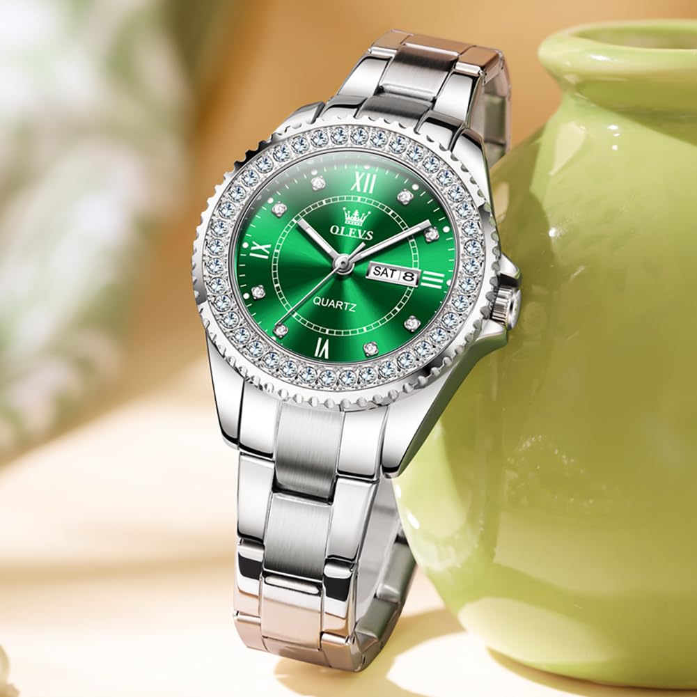 Foto 7 | Reloj OLEVS Green Lujoso y Moderno de Acero Inoxidable - Venta Internacional