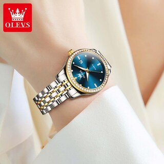 Foto 7 | Reloj Olevs de Acero Inoxidable Impermeable con Esfera de Diamante Azul para Mujer - Venta Internacional