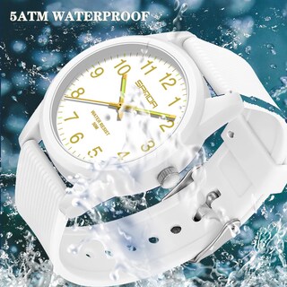 Foto 4 | Reloj Deportivo Findtime Resistente al Agua 50m Diseño Minimalista Correa de Silicona Blanca - Venta Internacional