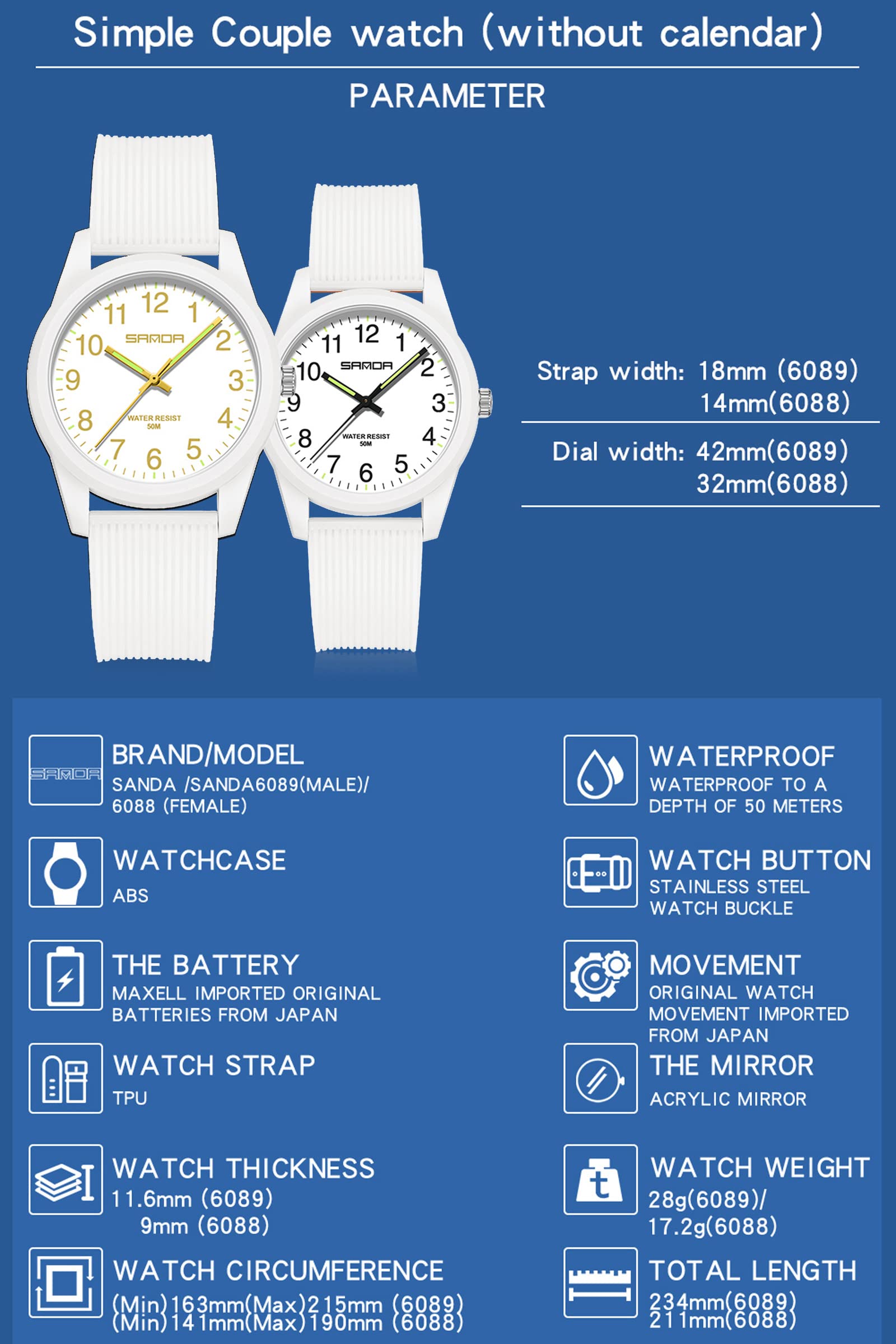 Foto 6 | Reloj Deportivo Findtime Resistente al Agua 50m Diseño Minimalista Correa de Silicona Blanca - Venta Internacional