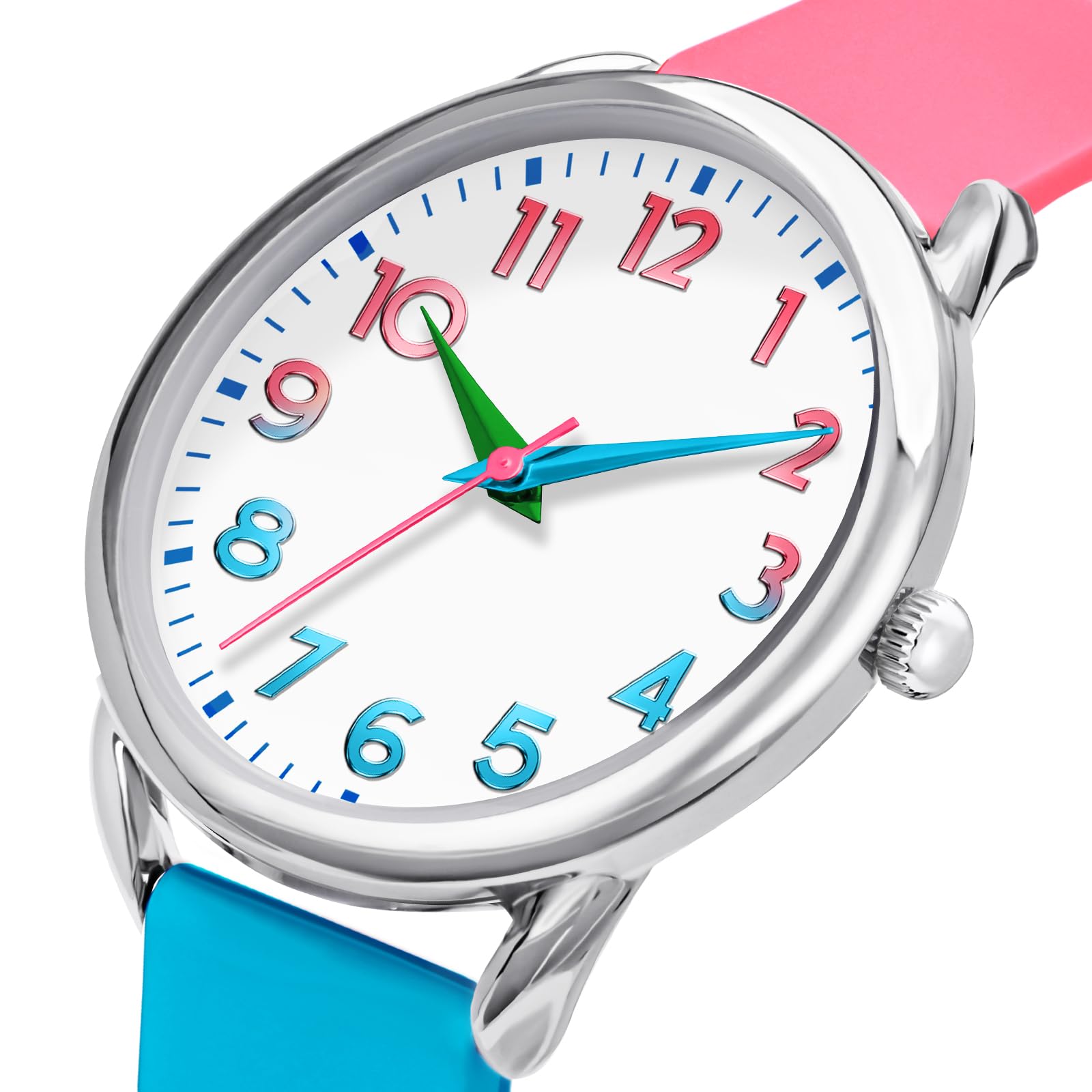 Foto 4 pulgar | Reloj Bisley de Silicona Rosa y Azul 38mm para Mujer - Venta Internacional