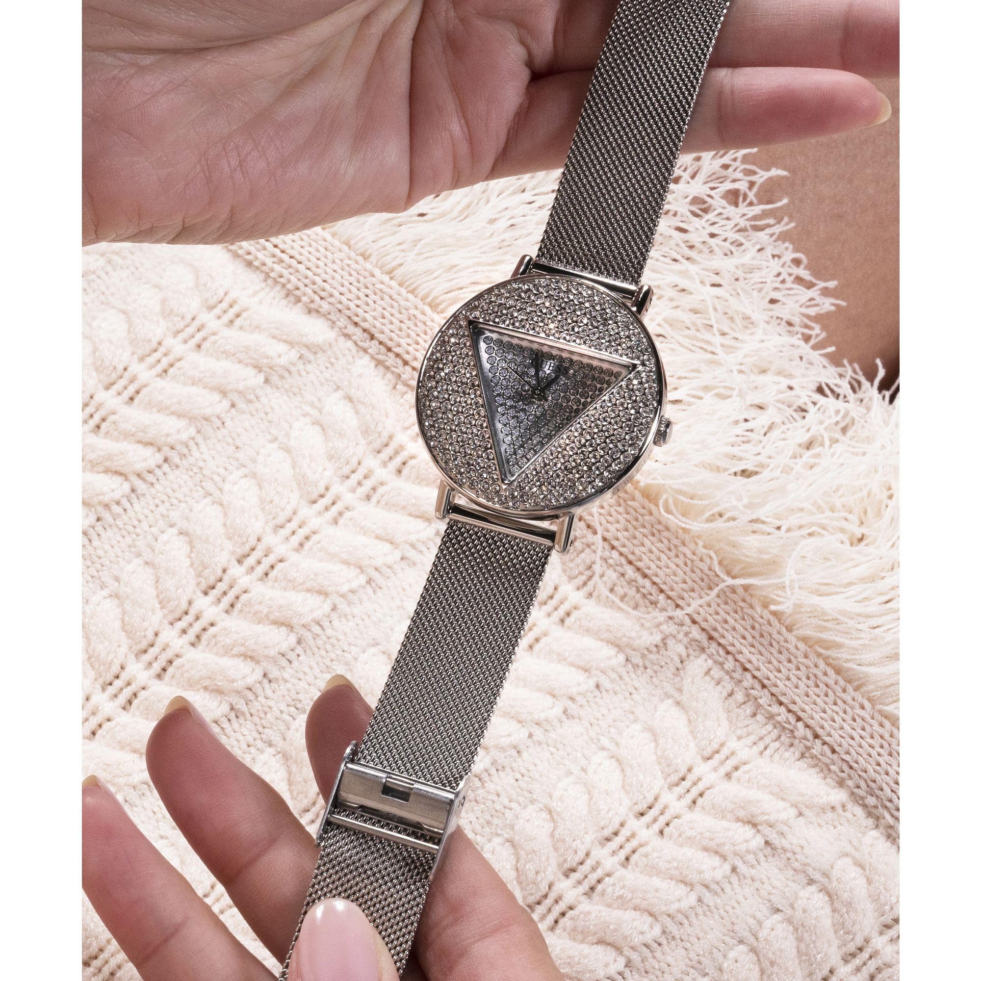 Foto 7 pulgar | Reloj Guess Esfera Plateada para Mujer  - Venta Internacional