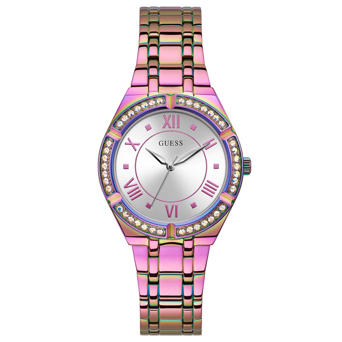 Foto 1 | Reloj Guess Para Mujer, Caja Morada De 36 Mm, Esfera Plateada Con Pulsera - Venta Internacional.