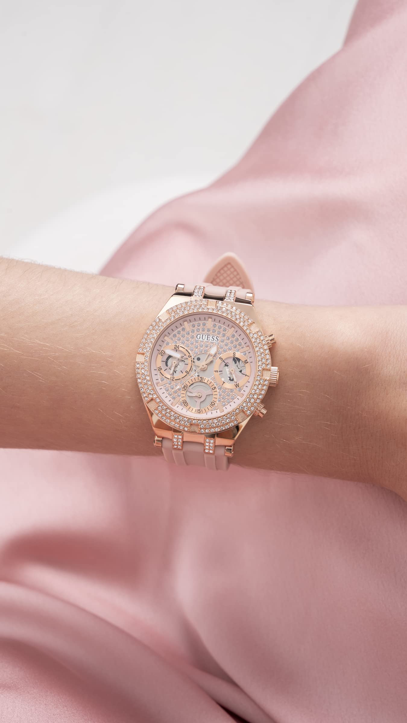 Foto 6 pulgar | Reloj Guess para Mujer Cristal Tallado Rosa - Venta Internacional