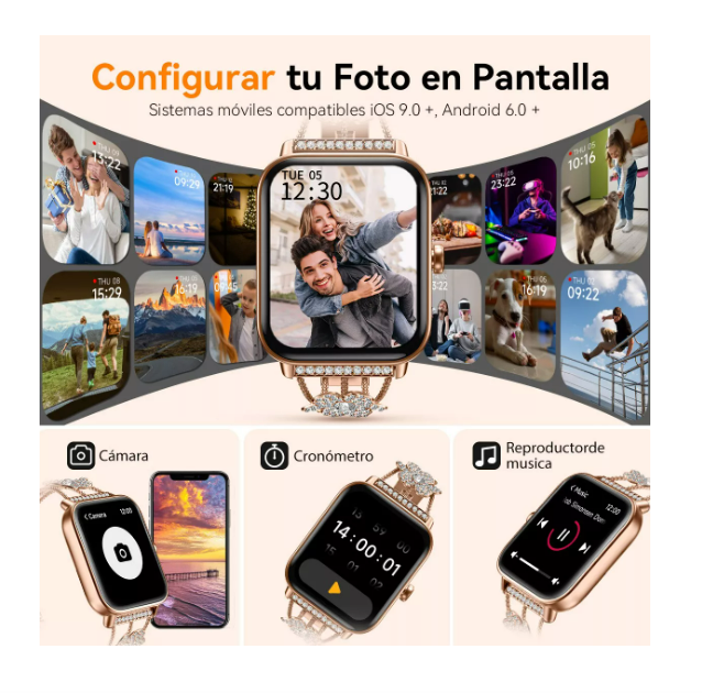 Foto 5 pulgar | Reloj Smartwatch 1.8'  para Mujer