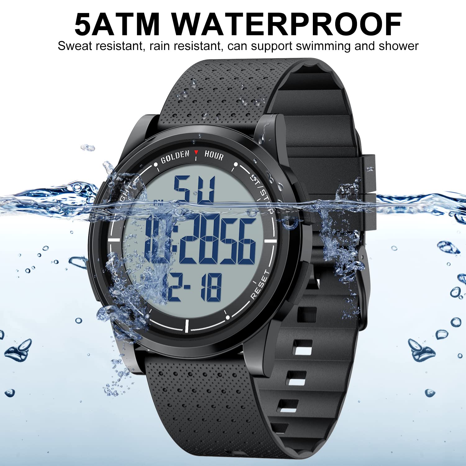 Foto 4 | Reloj Digital Ultrafino E Impermeable Golden Hour Para Hombre - Venta Internacional.