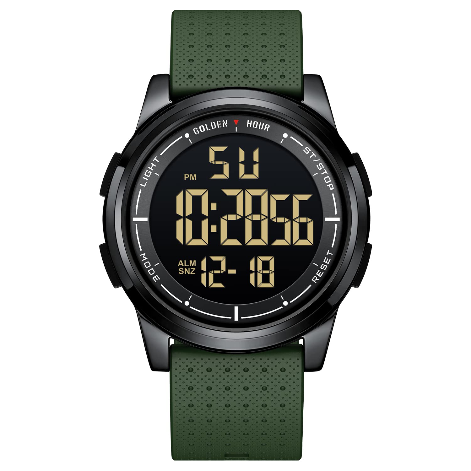 Reloj Digital Golden Hour, Ultradelgado E Impermeable, Color Verde Militar - Venta Internacional.