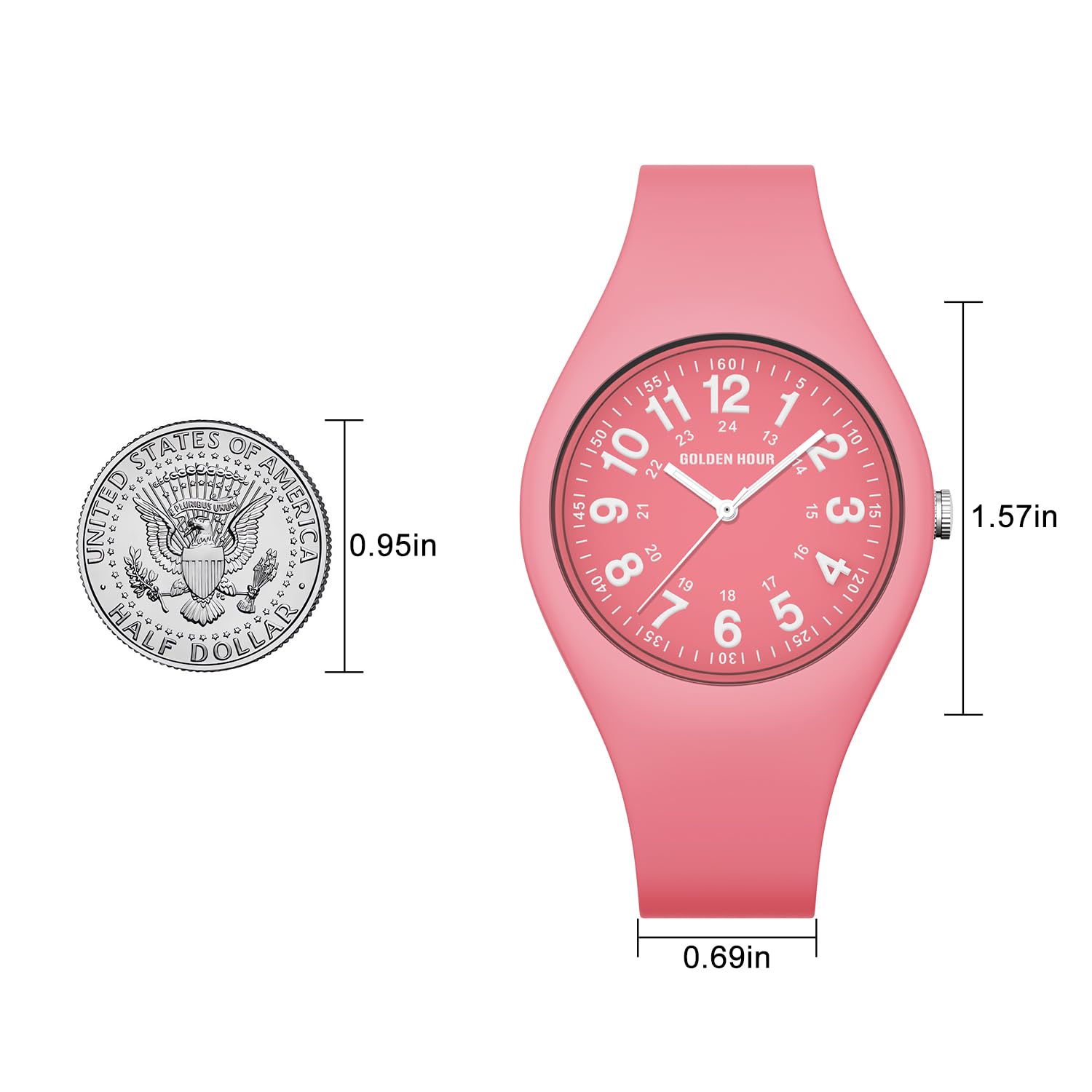 Foto 5 pulgar | Reloj Golden Hour, Impermeable, Deportivo, Analógico, Unisex, Rosa - Venta Internacional.