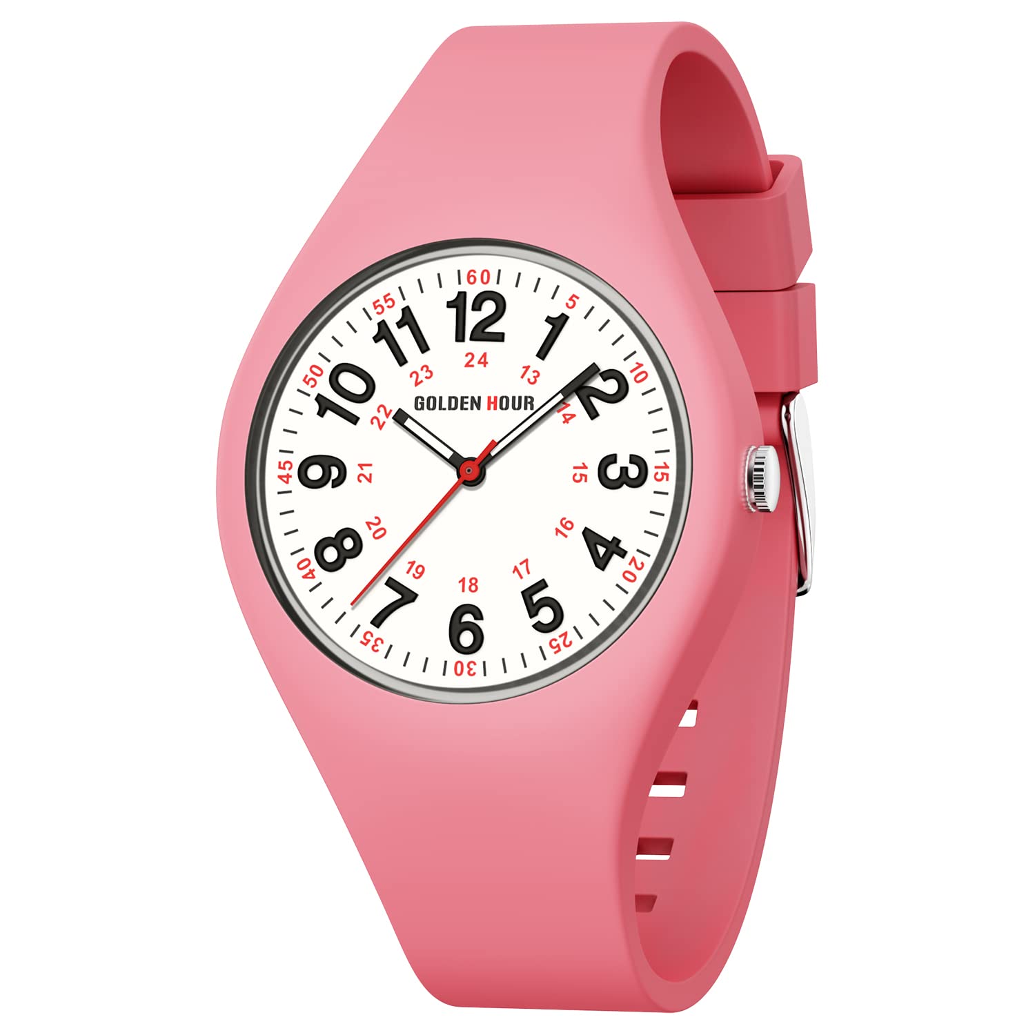 Reloj Analógico Deportivo Golden Hour, Resistente Al Agua, 40 Mm, Rosa - Venta Internacional.