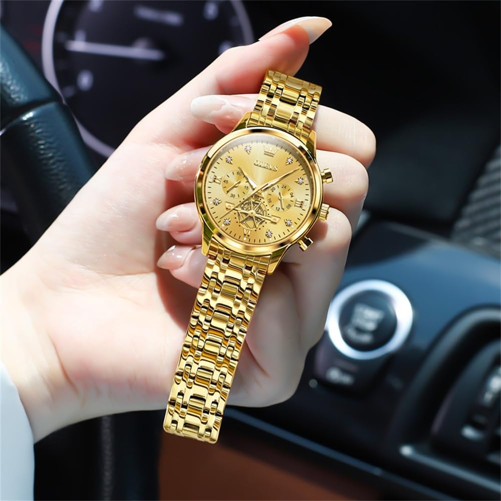 Foto 6 pulgar | Reloj Olevs De Acero Inoxidable Con Diamantes De Lujo A La Moda Para Mujer - Venta Internacional.