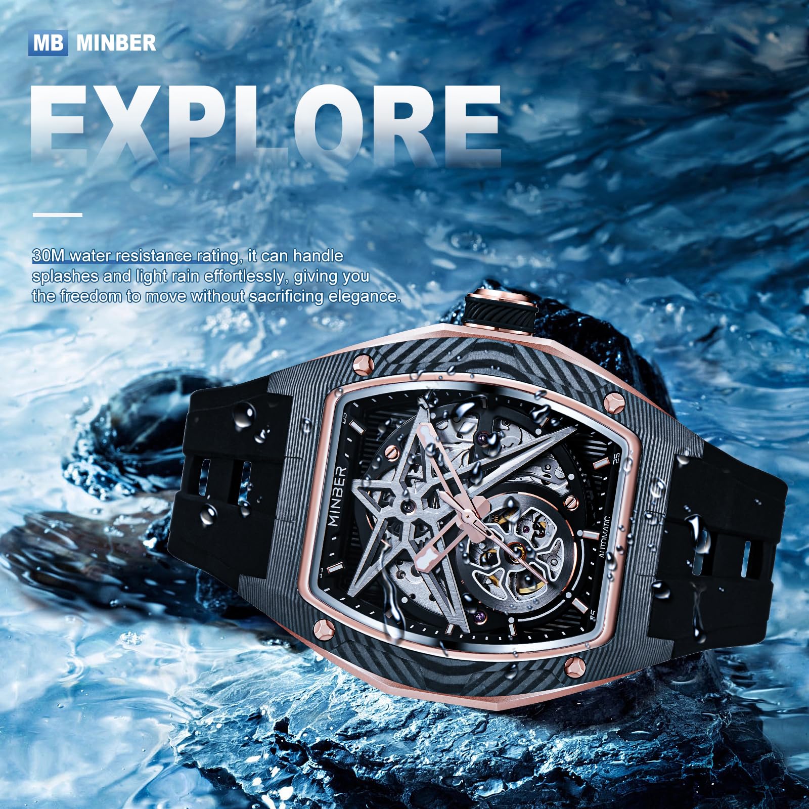 Foto 4 pulgar | Reloj Minber Skeleton Automático de 43 mm Dorado  para Hombre - Venta Internacional