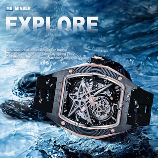 Foto 3 | Reloj Minber Skeleton Automático de 43 mm Dorado para Hombre - Venta Internacional