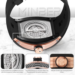 Foto 6 | Reloj Minber Skeleton Automático de 43 mm Dorado para Hombre - Venta Internacional