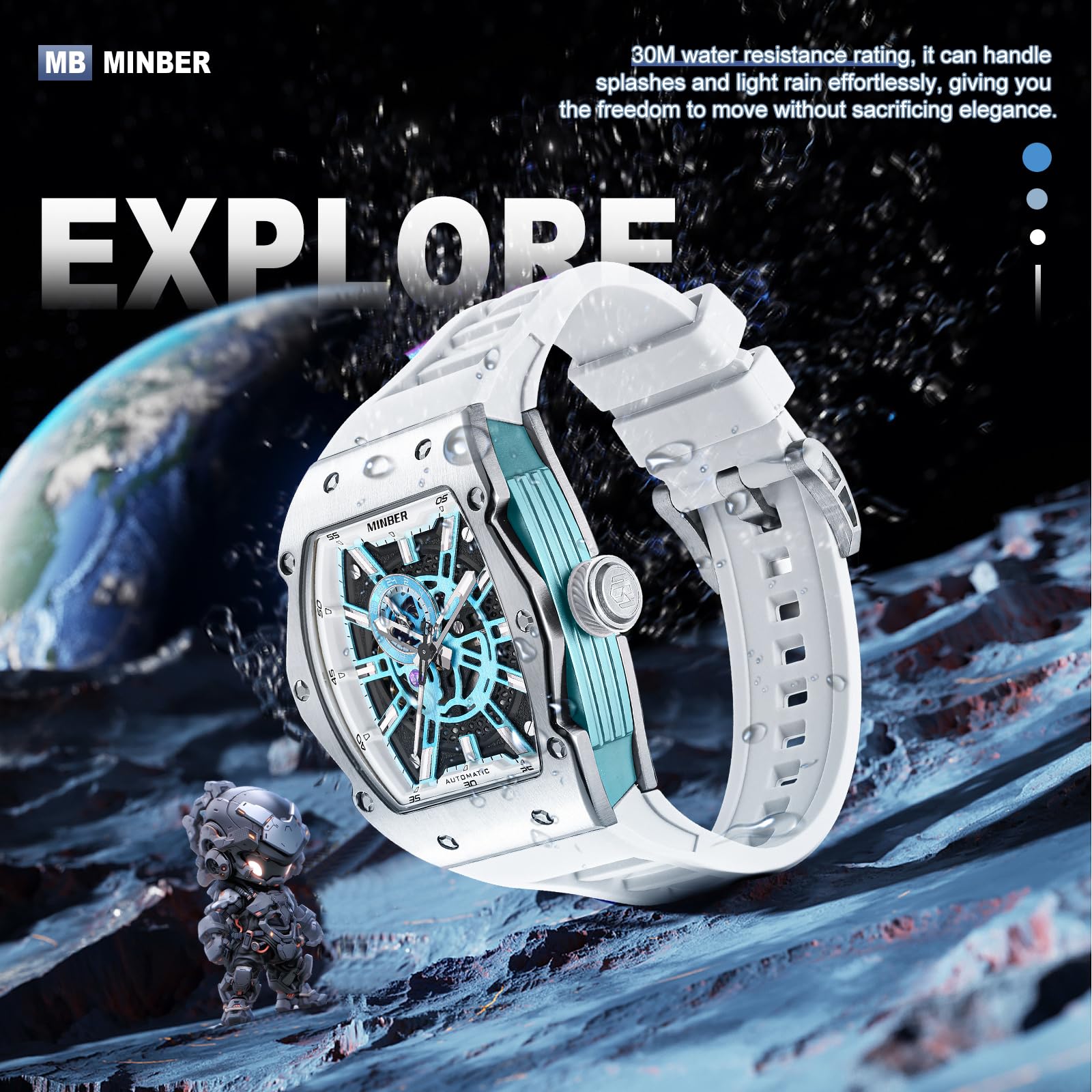 Foto 4 pulgar | Reloj Minber Skeleton Automatic 43 Mm 3atm Impermeable Para Hombre - Venta Internacional.