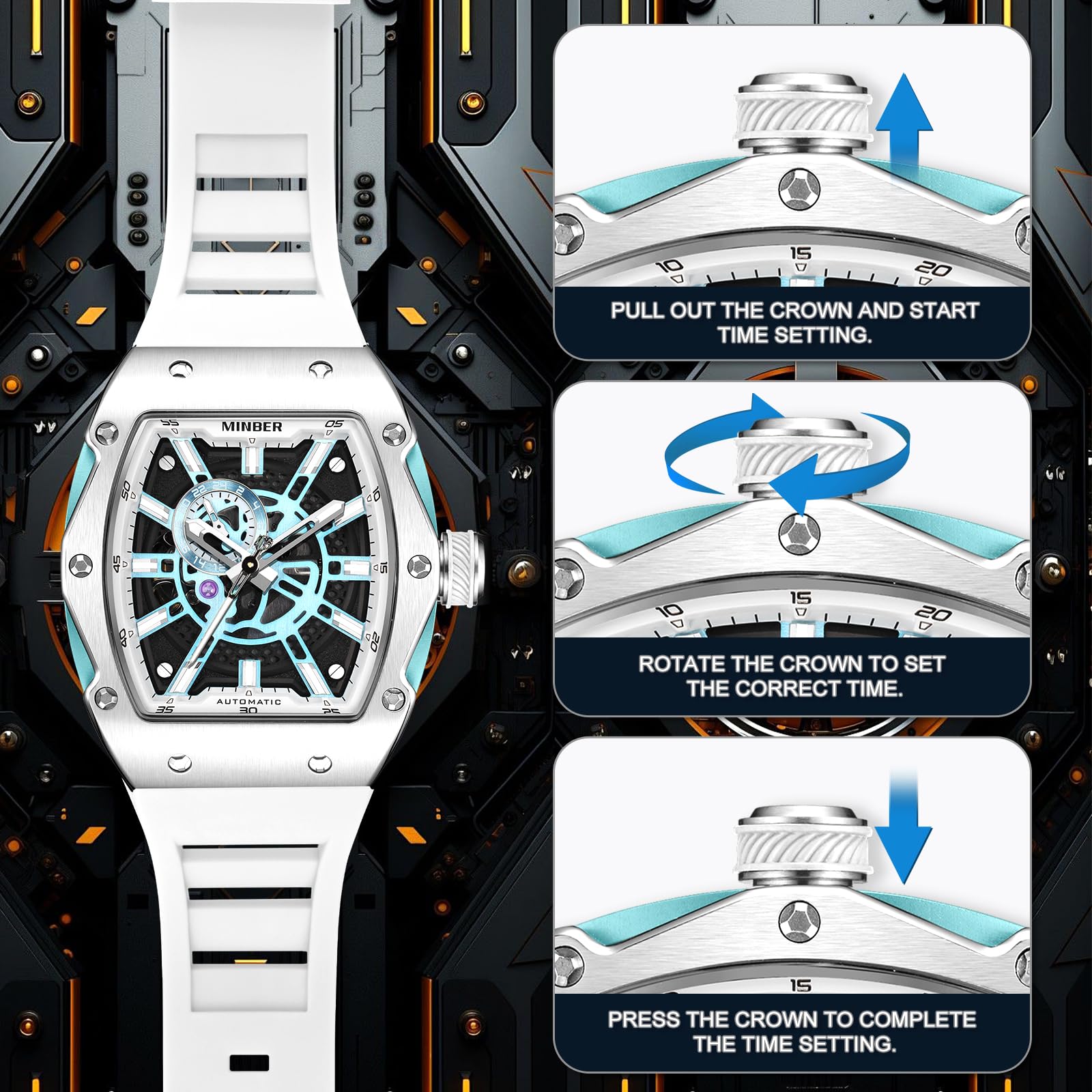 Foto 5 pulgar | Reloj Minber Skeleton Automatic 43 Mm 3atm Impermeable Para Hombre - Venta Internacional.