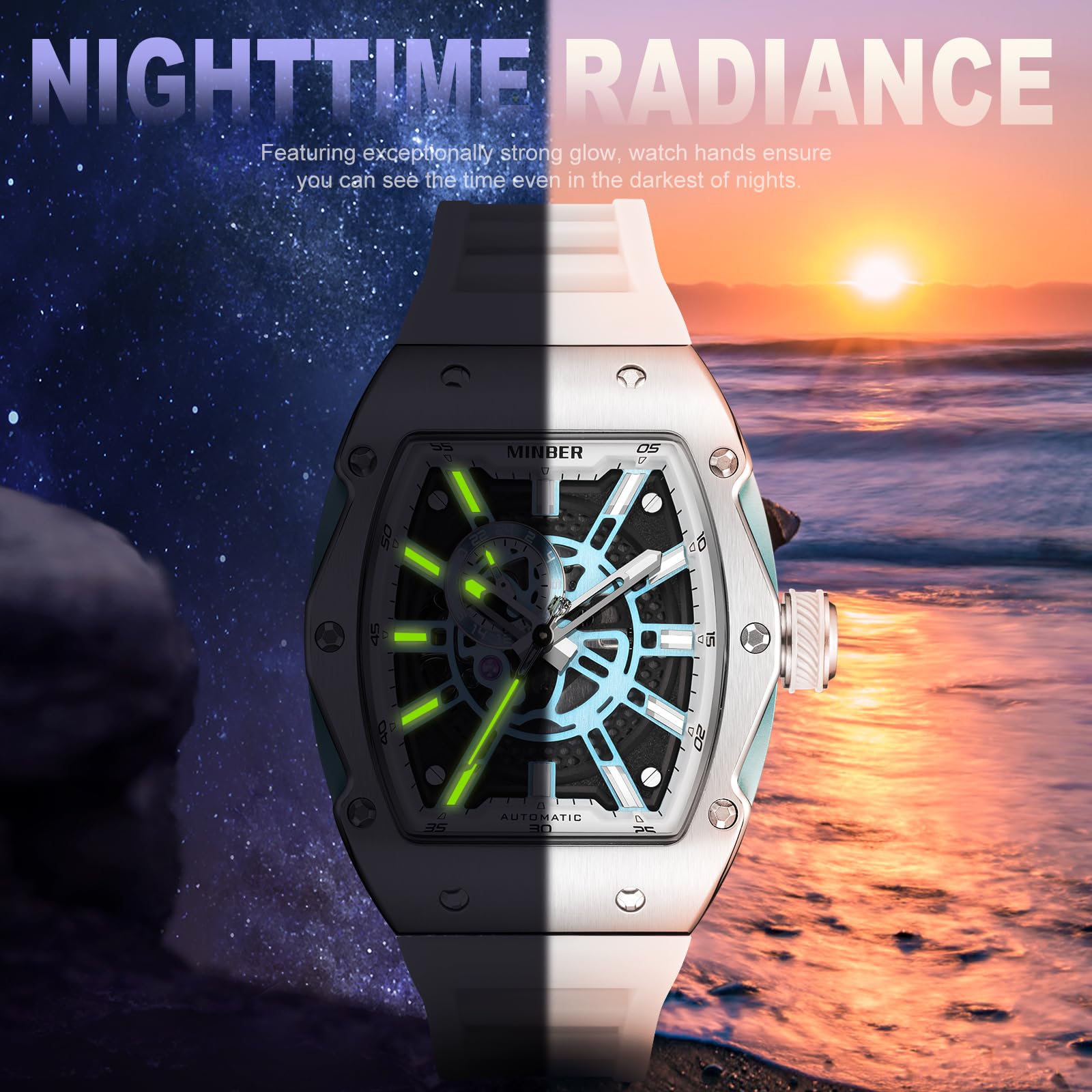 Foto 6 pulgar | Reloj Minber Skeleton Automatic 43 Mm 3atm Impermeable Para Hombre - Venta Internacional.