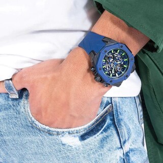 Foto 3 | Funda de Silicona Azul Watch Guess Fórmula Quartz para Mujer 47 Mm - Venta Internacional