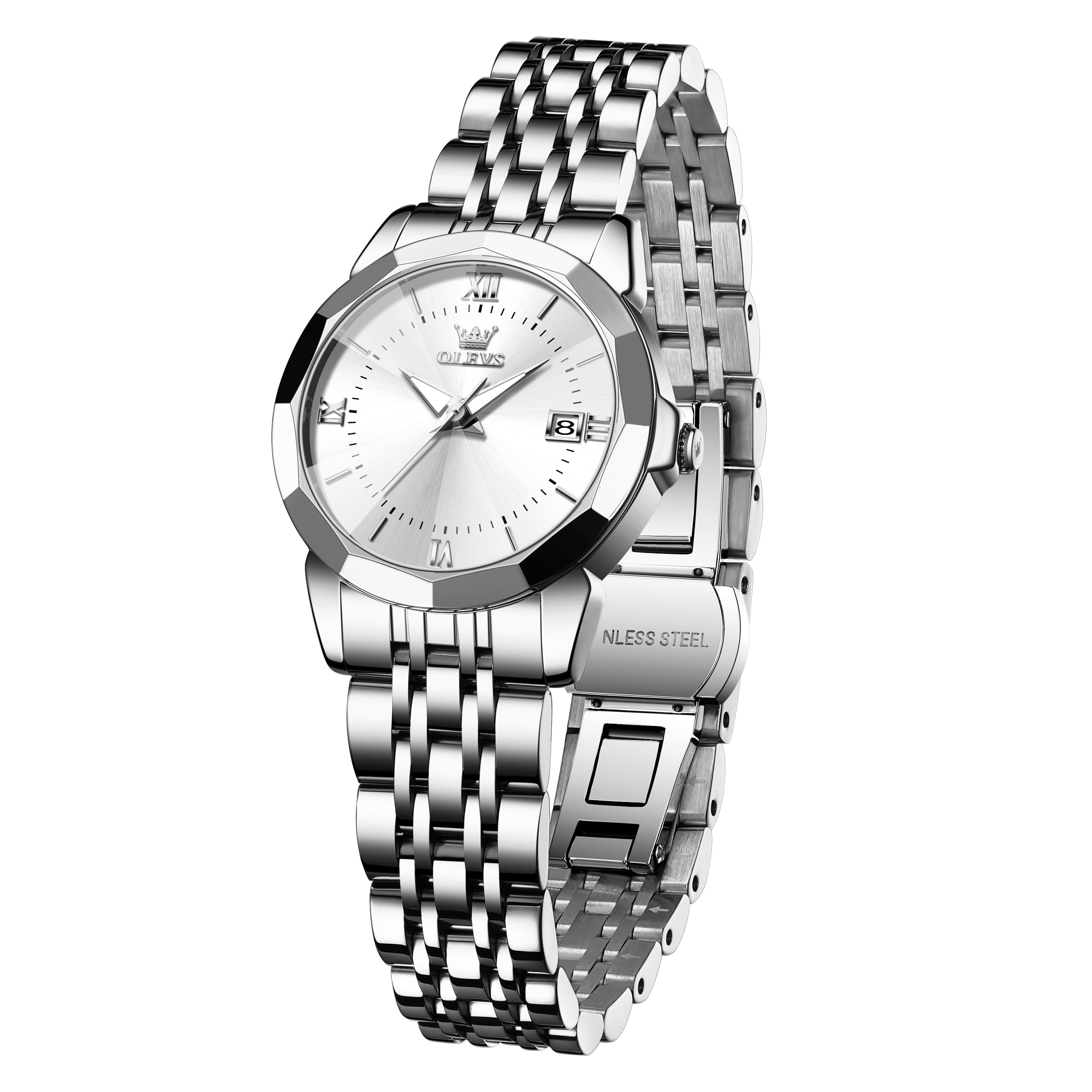 Reloj Olevs Fashion Date Calendar Para Mujer, Acero Inoxidable - Venta Internacional.