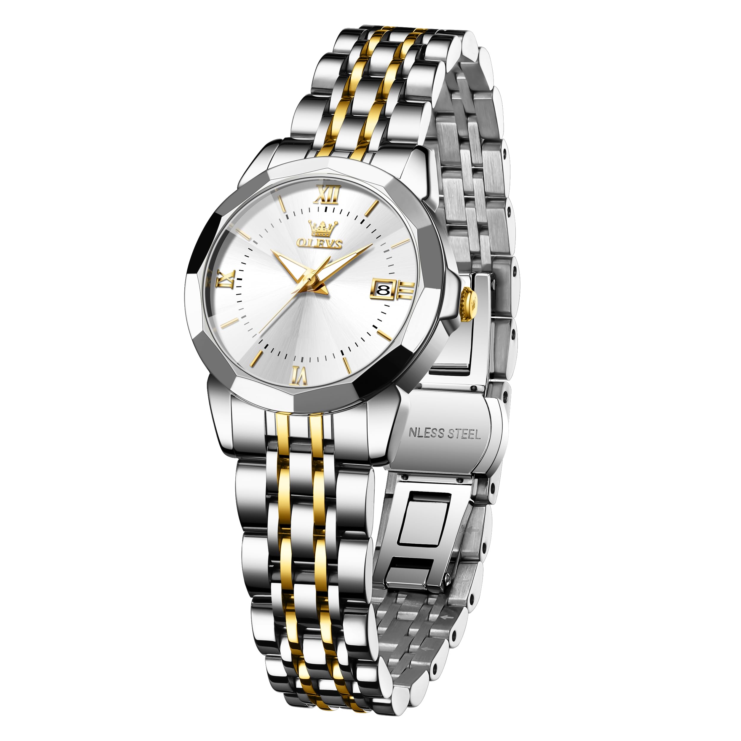 Reloj Olevs Fashion Date Calendar Para Mujer, Acero Inoxidable - Venta Internacional.