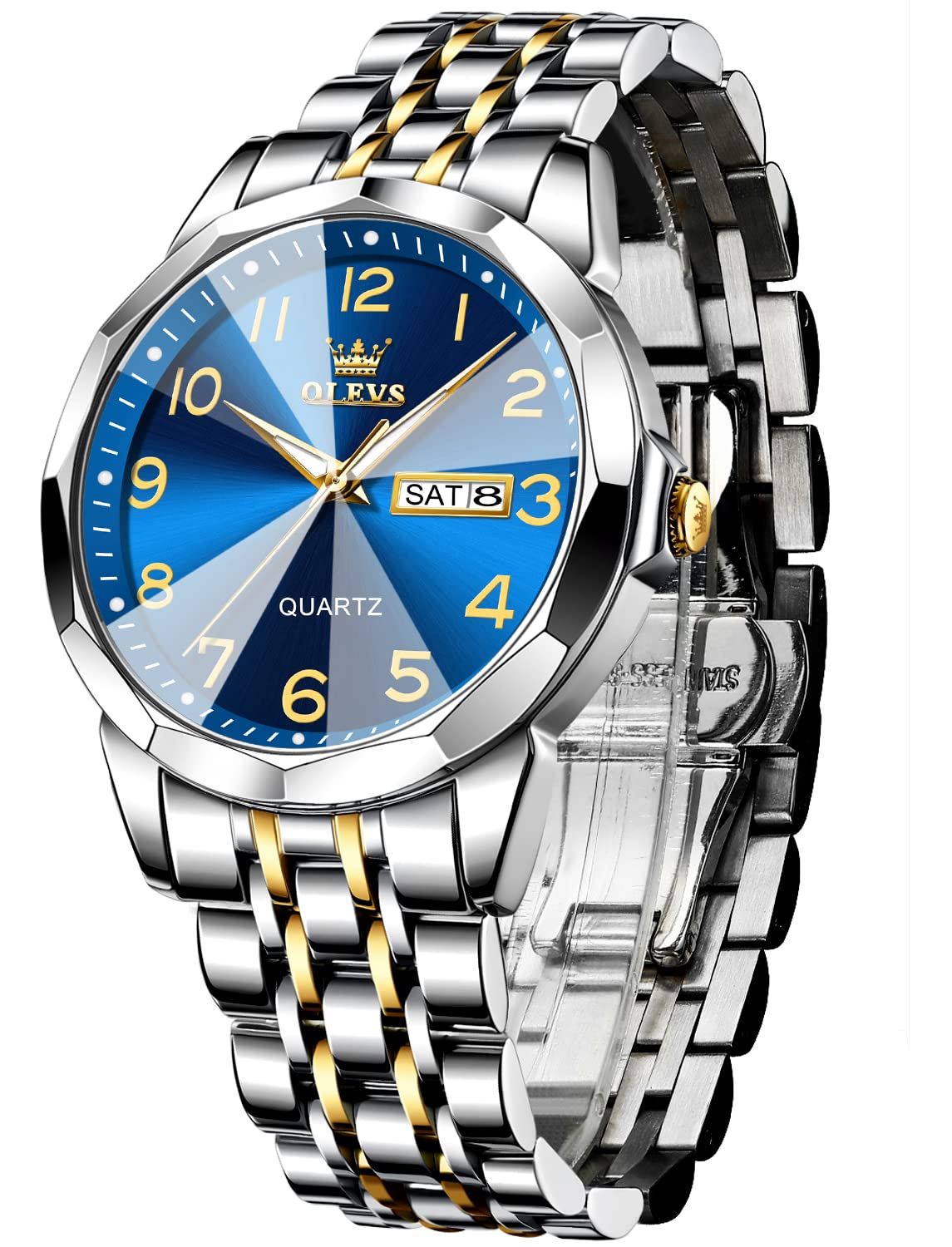 Foto 2 pulgar | Reloj Olevs De Acero Inoxidable De Lujo Unisex Con Esfera Grande Y Diamante - Venta Internacional.