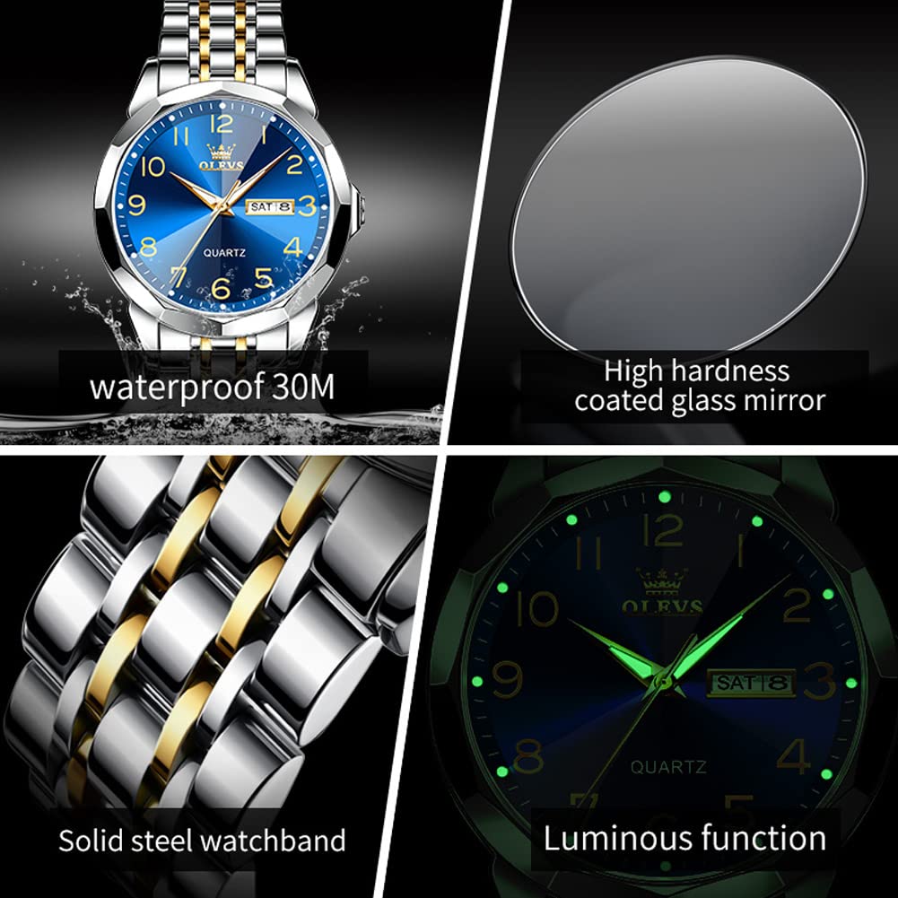 Foto 7 pulgar | Reloj Olevs De Acero Inoxidable De Lujo Unisex Con Esfera Grande Y Diamante - Venta Internacional.