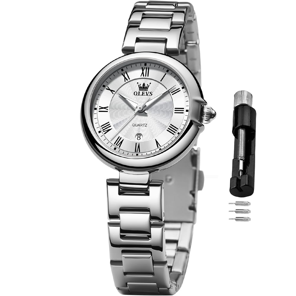 Foto 2 pulgar | Reloj Olevs, Vestido De Negocios Plateado Para Mujer, De Acero Inoxidable - Venta Internacional.