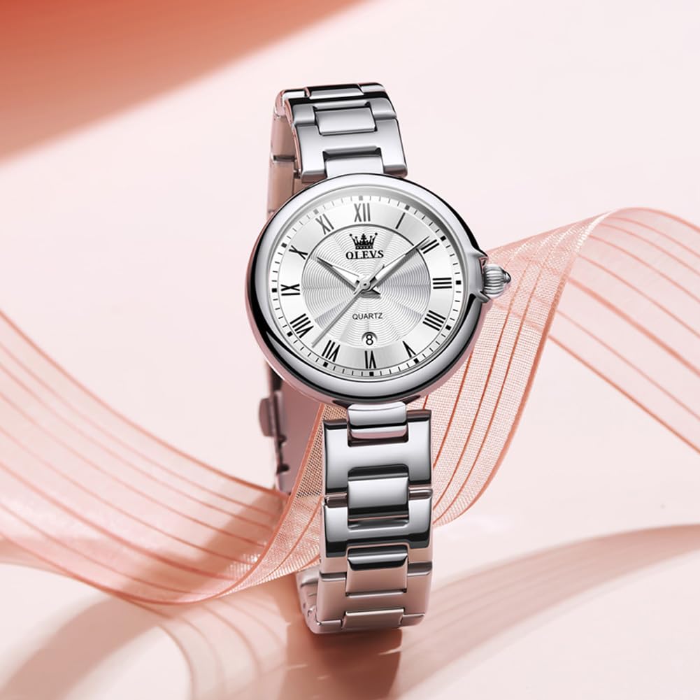 Foto 8 pulgar | Reloj Olevs, Vestido De Negocios Plateado Para Mujer, De Acero Inoxidable - Venta Internacional.
