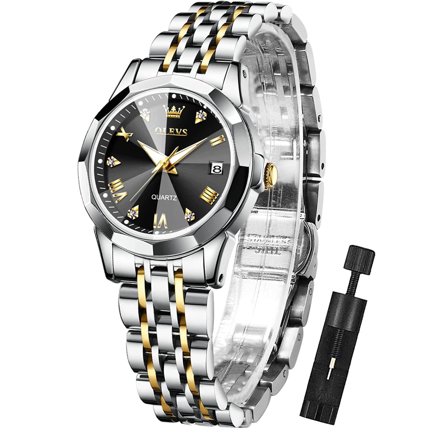 Foto 2 pulgar | Reloj Olevs Fashion Dress Para Mujer, Analógico, Cuarzo, Acero Inoxidable - Venta Internacional.
