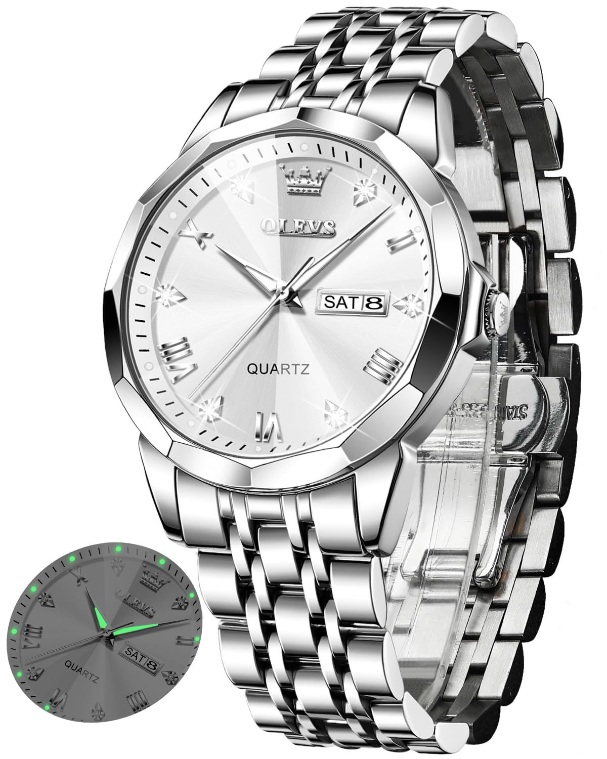 Foto 2 pulgar | Reloj Olevs Big Face - Vestido De Lujo Unisex Con Forma De Diamante, Impermeable - Venta Internacional.