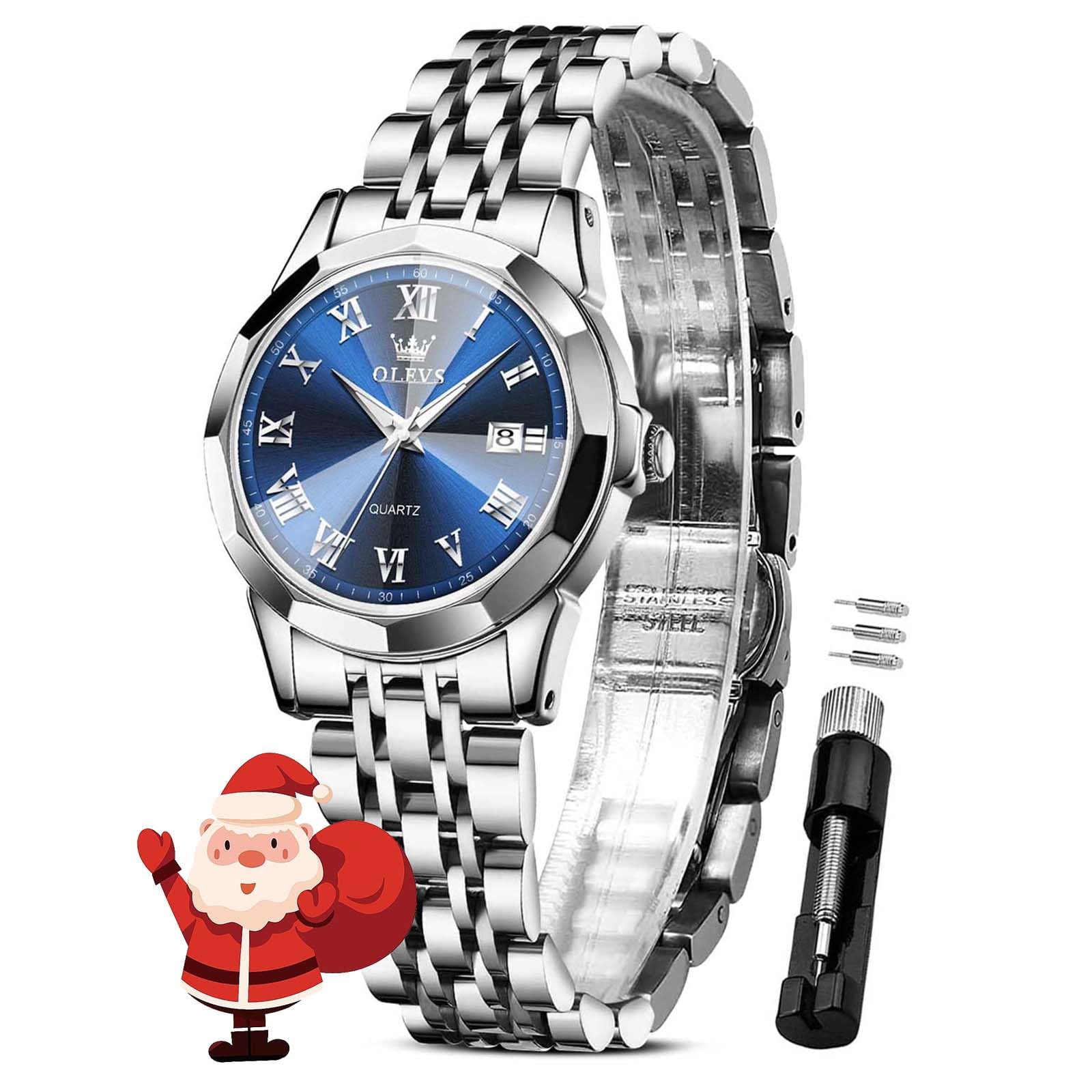 Foto 2 pulgar | Reloj Olevs Para Mujer, Acero Inoxidable Plateado, Resistente Al Agua - Venta Internacional.