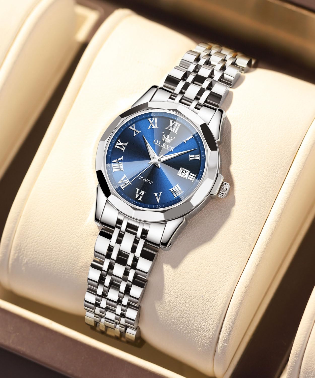 Foto 4 | Reloj Olevs Para Mujer, Acero Inoxidable Plateado, Resistente Al Agua - Venta Internacional.