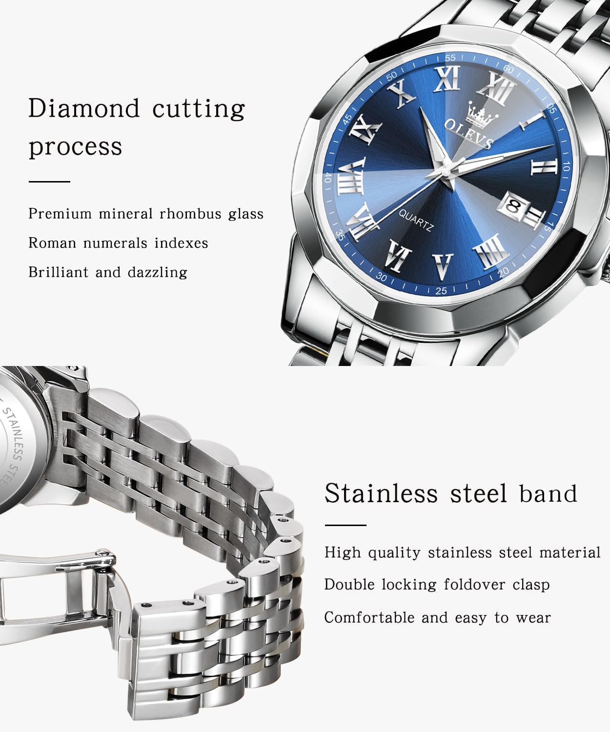 Foto 6 pulgar | Reloj Olevs Para Mujer, Acero Inoxidable Plateado, Resistente Al Agua - Venta Internacional.